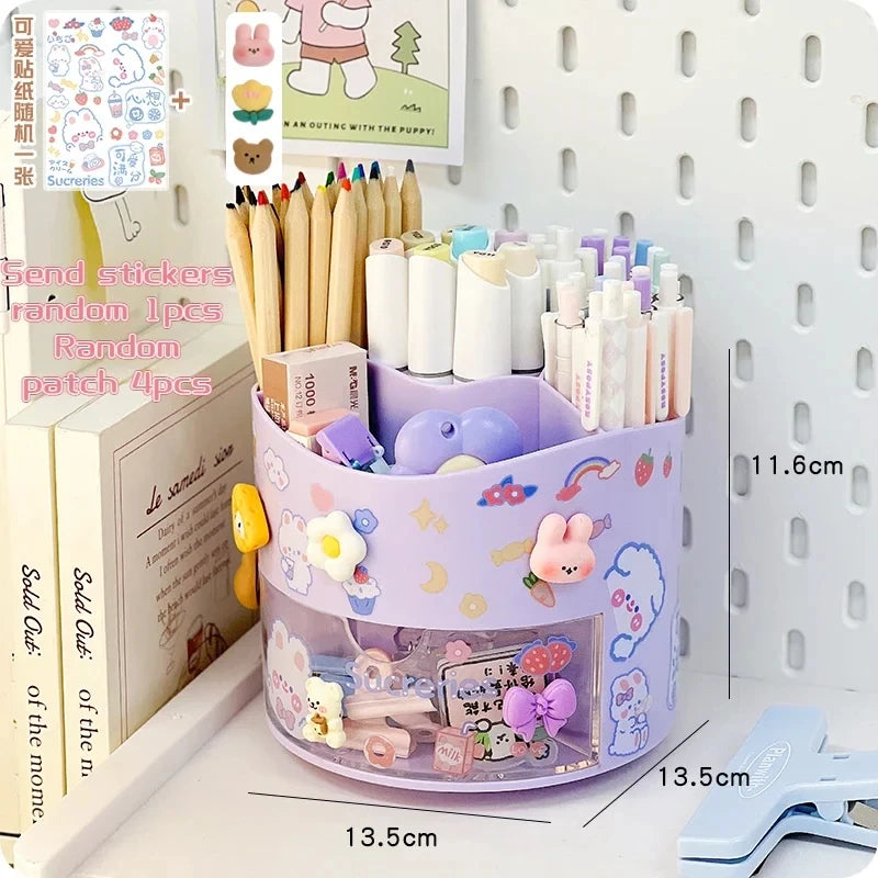 ELMAS Kawaii Rotating Pen Holder & Stationery Organizer Box - Al Masam Stationery LLC
