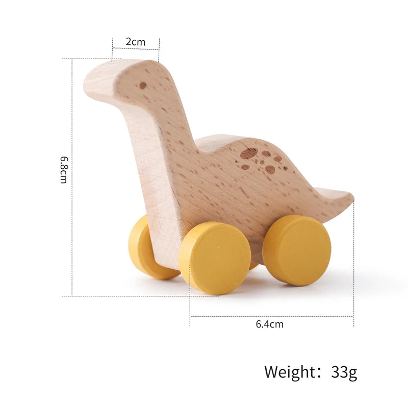 ELMAS: Baby Beech Wooden Block Dinosaur Trolley Toy - Al Masam Stationery LLC