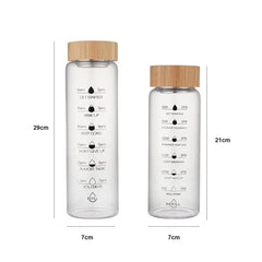 ELMAS 1000ml Stylish Glass Water Bottle with Time Markers