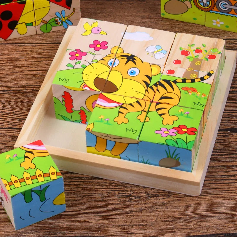 ELMAS Wooden Six Sided 3D Cube Puzzle for Kids Fun - Al Masam Stationery LLC
