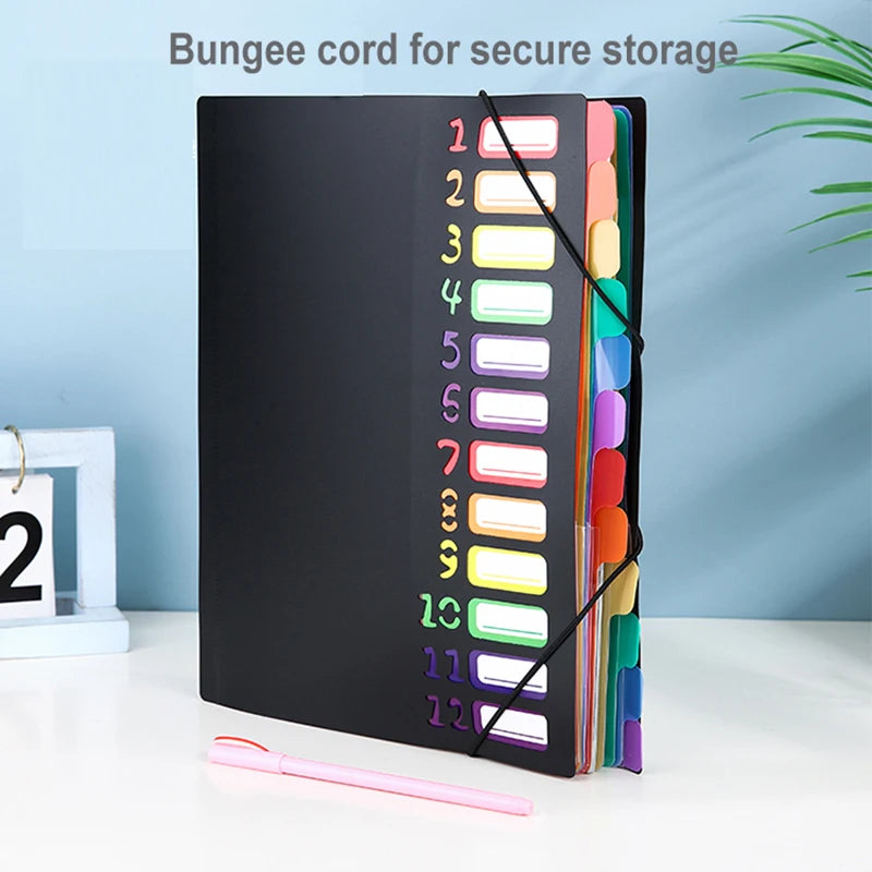Elmas A4 File Folder with Bungee Cord & 12 Dividers - Al Masam Stationery LLC