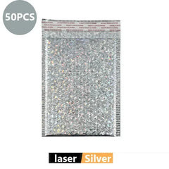 ELMAS 50Pcs Holographic Bubble Mailer Rose Red Shipping Bag - Al Masam Stationery LLC