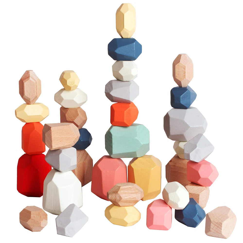 ELMAS Wooden Sorting Stacking Rocks Sensory Toys for Kids - Al Masam Stationery LLC