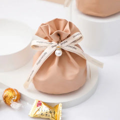 ELMAS Shrinked Leather Candy Bag Wedding Favors Gifts - Al Masam Stationery LLC