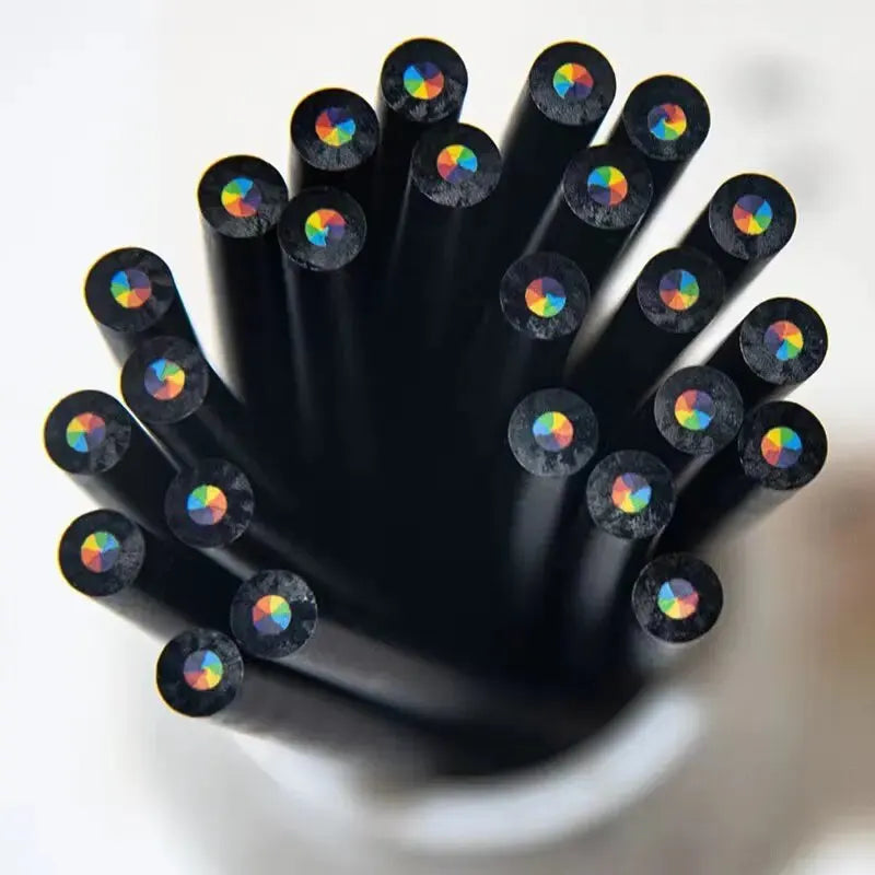 ELMAS 10 Pcs Colored Black Wood Pencils for Art - Al Masam Stationery LLC