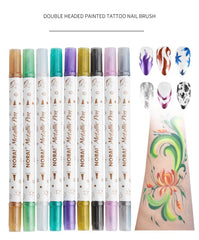 ELMAS 10Pcs Dual-Head Metallic Art Pens Set for Creatives