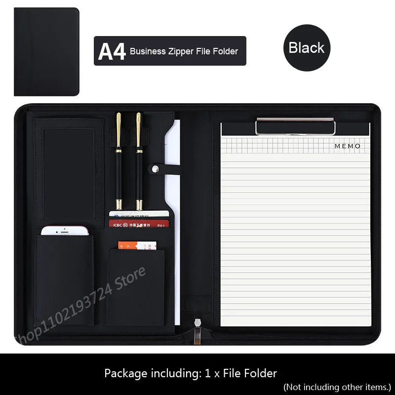 ELMAS A4 Leather Executive Zippered Portfolio Folder - Al Masam Stationery LLC