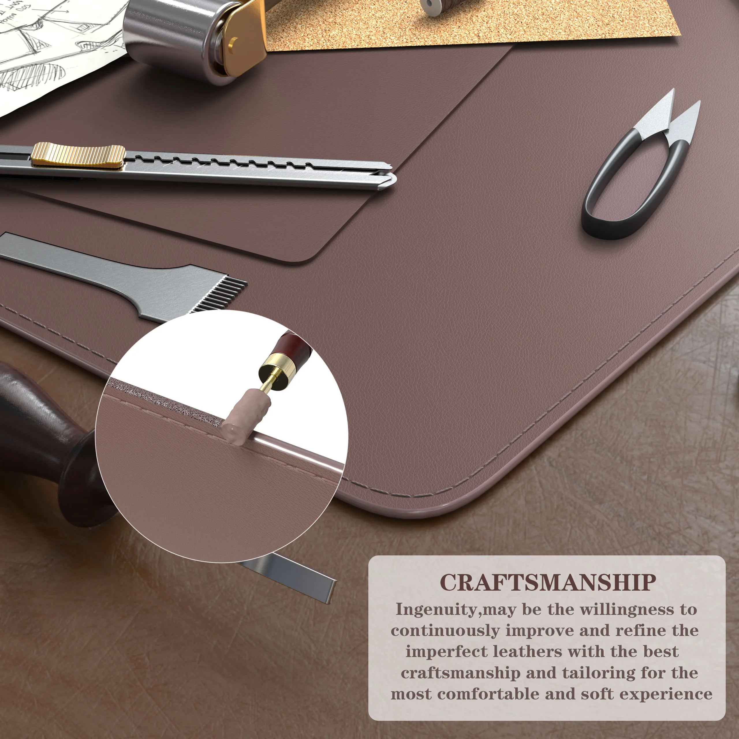 ELMAS Premium Dual-Sided Cork & Leather Mouse Pad - Al Masam Stationery LLC