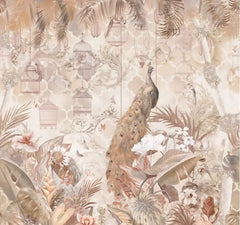 ELMAS Custom Peacock Flowers Birds Wallpaper Mural - Al Masam Stationery LLC