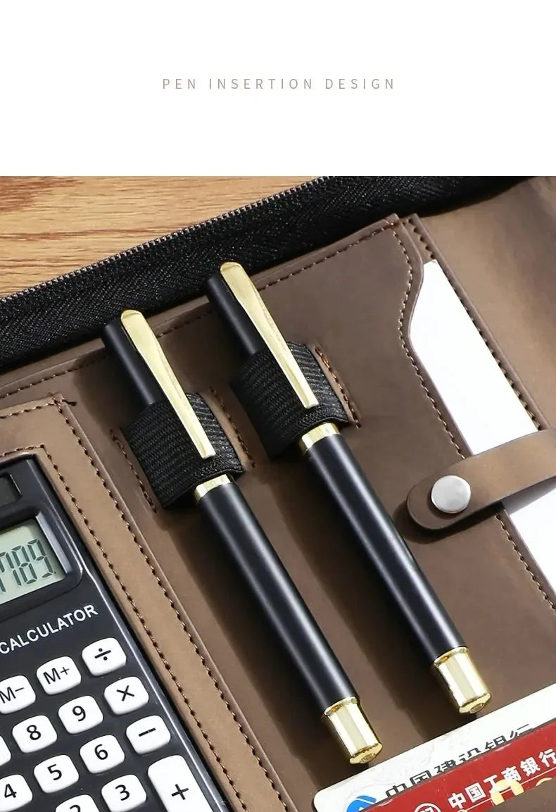 ELMAS Executive Leather A4 Portfolio Organizer Folder - Al Masam Stationery LLC