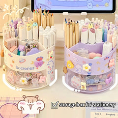 ELMAS Adorable 360° Rotating Desk Organizer for Kawaii Stationery