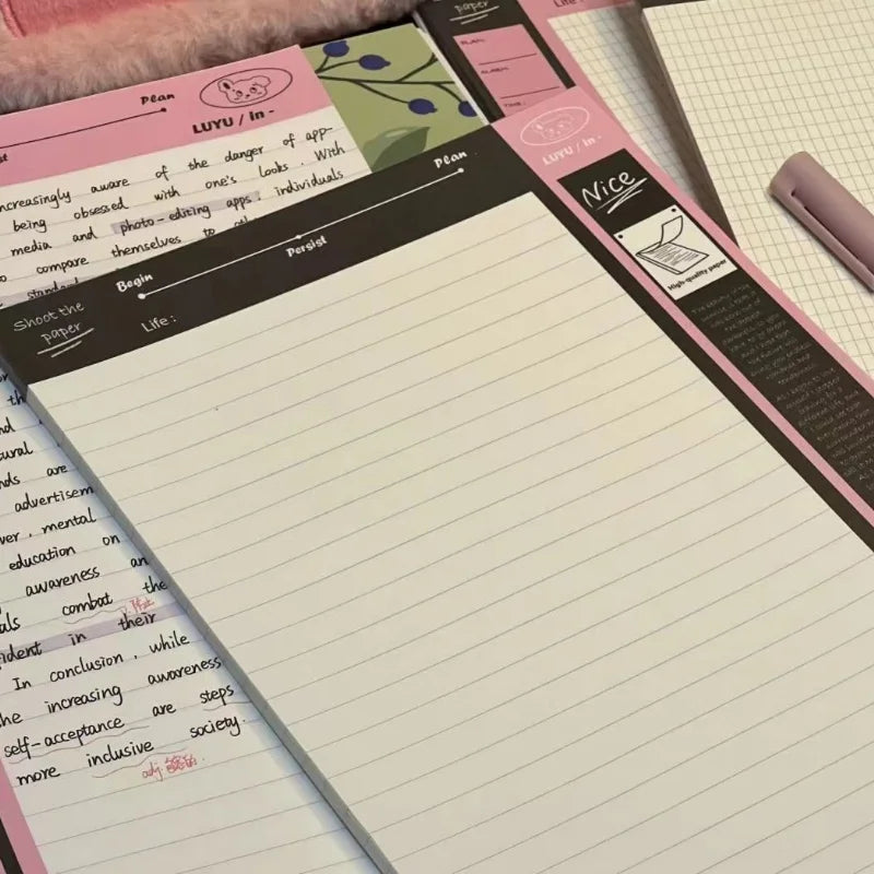 ELMAS Milk Salty Black Pink B5 Tearable Kawaii Notebook - Al Masam Stationery LLC