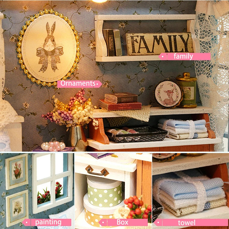 ELMAS Creative Kitten Mini Wooden Dollhouse Building Kit - Al Masam Stationery LLC