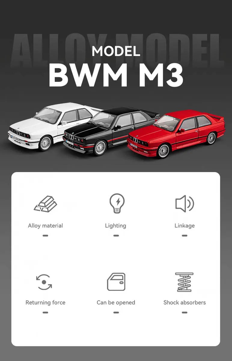 ELMAS 1:24 BMW M3 E30 IM Alloy Diecast Car Model Gift - Al Masam Stationery LLC