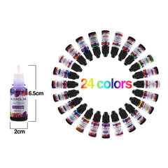 ELMAS Vibrant 24-Color Alcohol Ink for Epoxy Resin Art