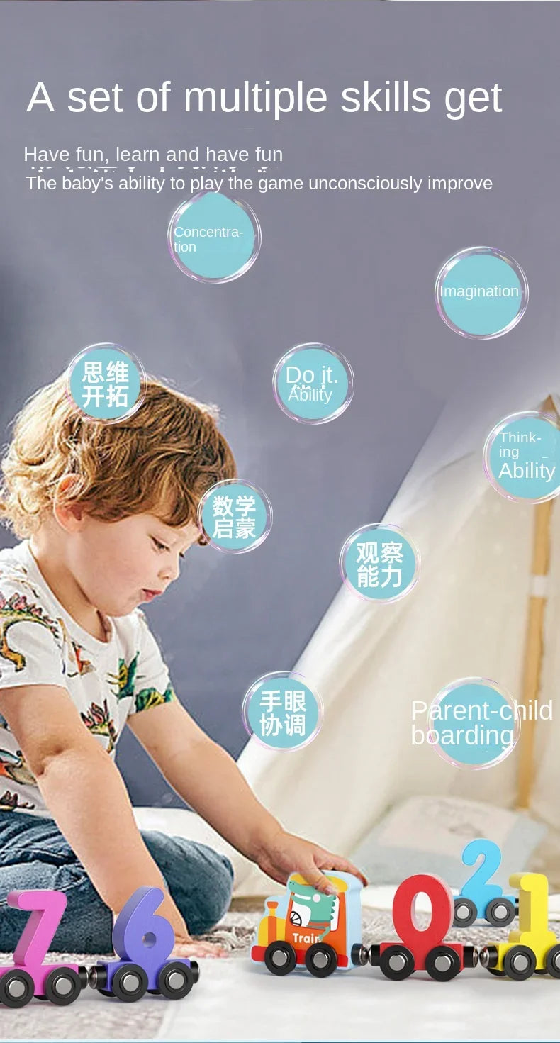 ELMAS Magnetic Dinosaur Train Number Wooden Toy Set - Al Masam Stationery LLC