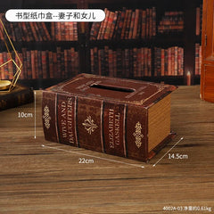 ELMAS Elegant Retro Book-Style Tissue Box