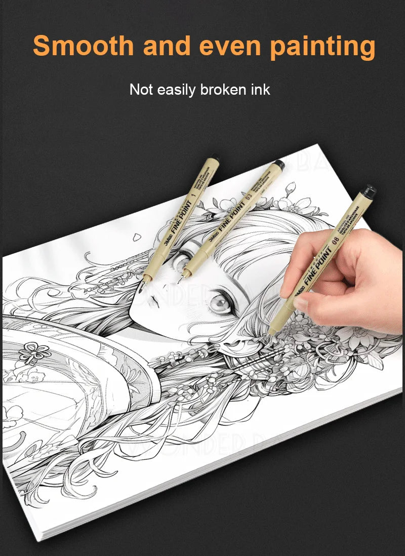 ELMAS 12 Nib Micron Ink Markers for Precision Art - Al Masam Stationery LLC