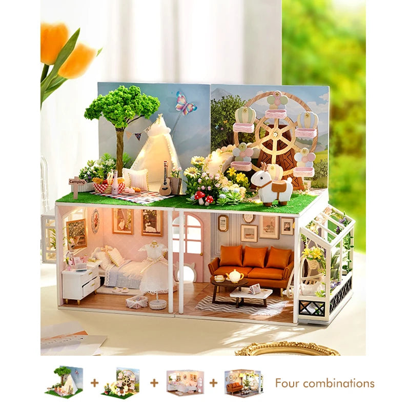 ELMAS Enchanted Dollhouse Kit with LED Lights & Furniture - Al Masam Stationery LLC