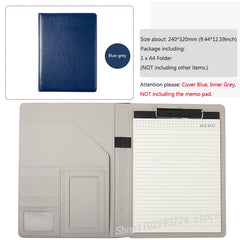 ELMAS Elegant Grey A4 Leather Portfolio Folder for Professionals