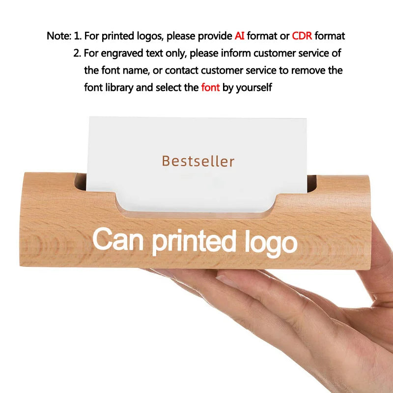 ELMAS Wooden Business Card Box Minimalist Office Holder - Al Masam Stationery LLC