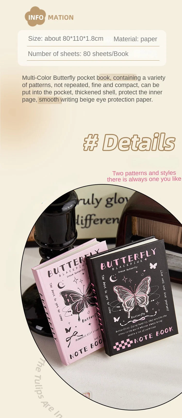 ELMAS High-Grade Butterfly A7 Portable Notebook for Students - Al Masam Stationery LLC