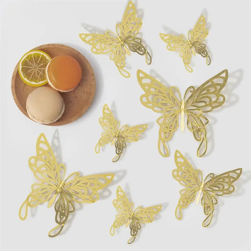 ELMAS 12pcs 3D Hollow Butterflies Wall Stickers DIY - Al Masam Stationery LLC