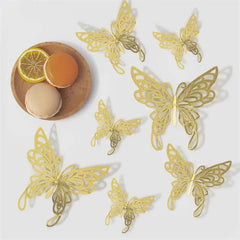 ELMAS 12pcs 3D Hollow Butterflies Wall Stickers DIY