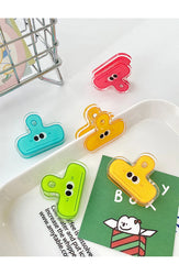 ELMAS Cute Face Acrylic Clips - 4pcs Colorful Set