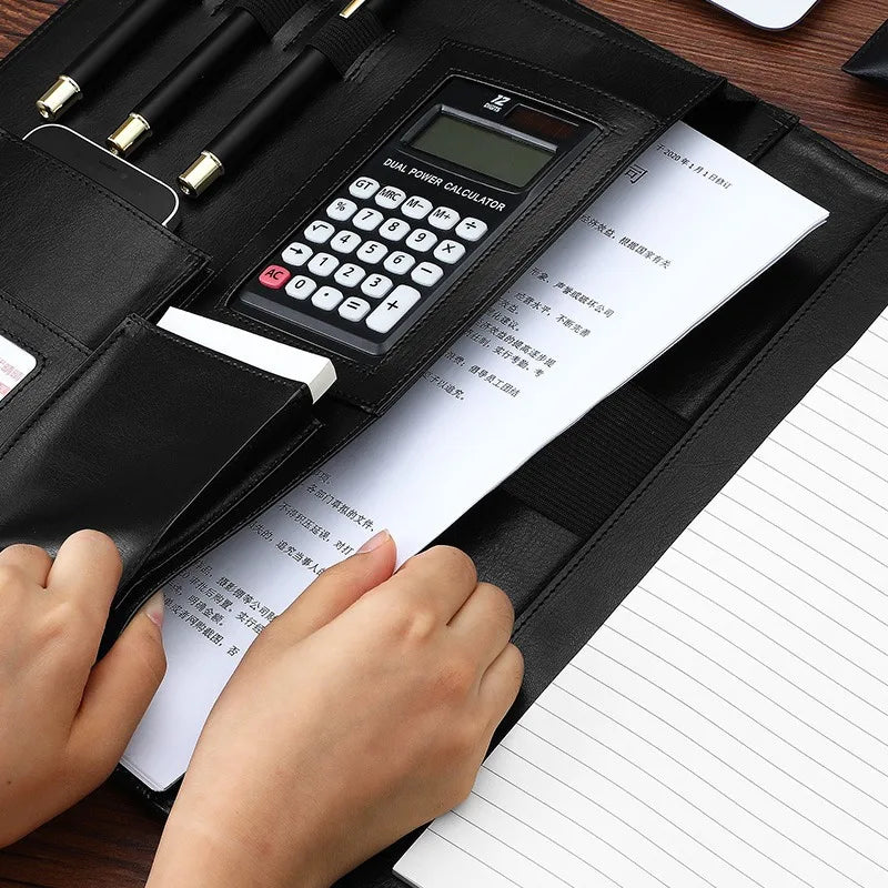 ELMAS Stylish Leather A4 Conference Portfolio Folder - Al Masam Stationery LLC