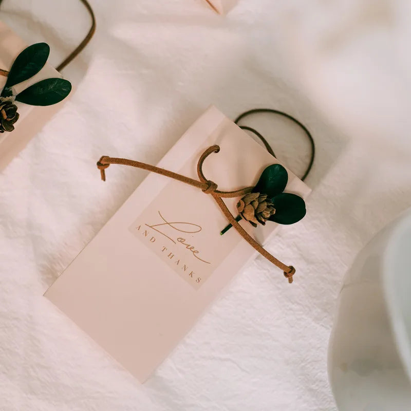 ELMAS Elegant Square Gift Bags With Artificial Flower - Al Masam Stationery LLC