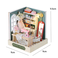 ELMAS Enchanting Mini Wooden Dollhouse Kit with Lights