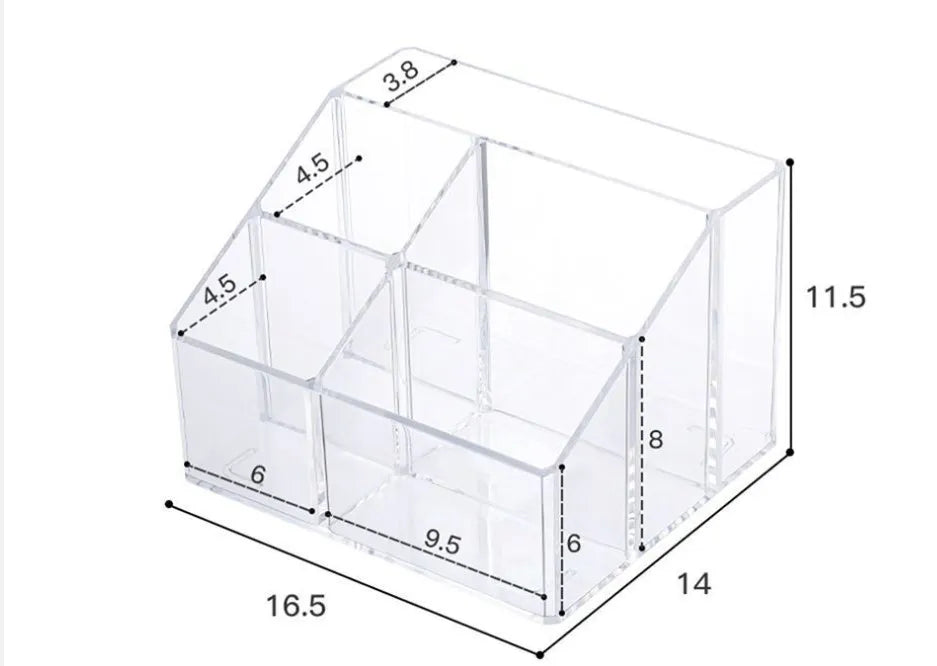 ELMAS Transparent Acrylic 3-5 Grid Makeup Organizer Box - Al Masam Stationery LLC