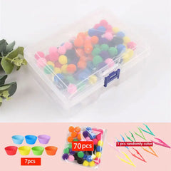 ELMAS Rainbow Counting Pompoms Sorting Cup Toys