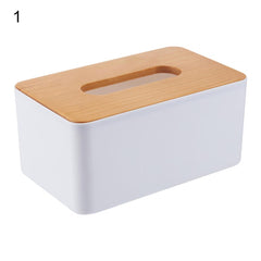 ELMAS Modern Tissue Box with Wooden Lid for Home & Car