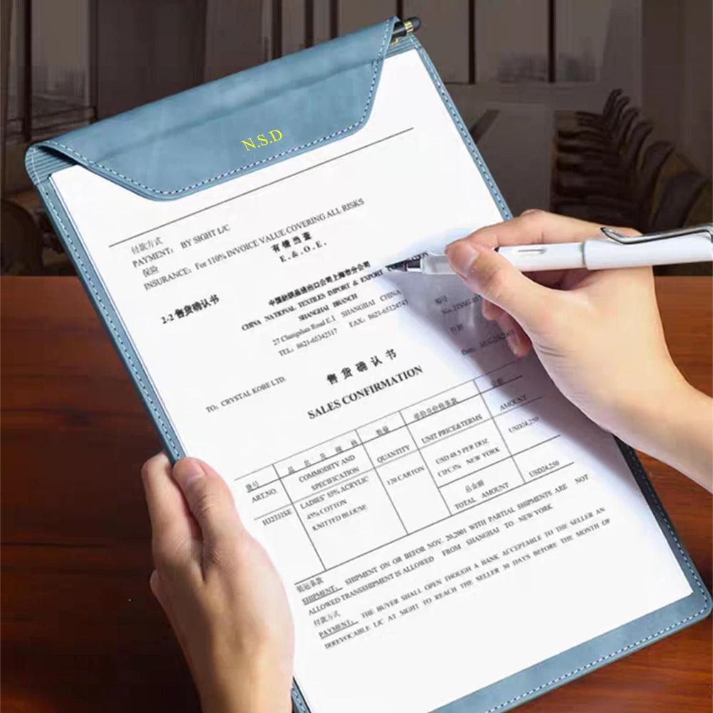 ELMAS Premium Leather A4 Clipboard Folder with Logo - Al Masam Stationery LLC