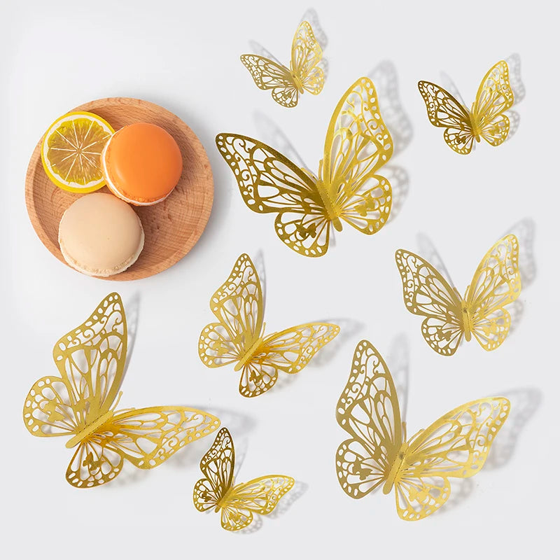 ELMAS 12pcs 3D Hollow Butterflies Wall Stickers DIY - Al Masam Stationery LLC