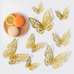 ELMAS 12pcs 3D Hollow Butterflies Wall Stickers DIY