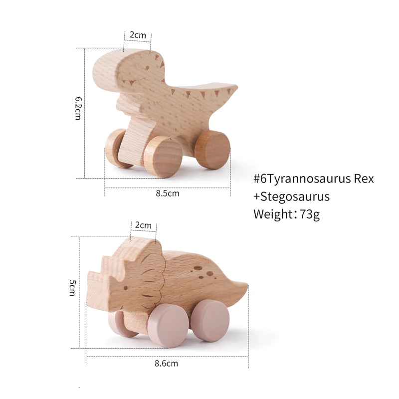 ELMAS: Baby Beech Wooden Block Dinosaur Trolley Toy - Al Masam Stationery LLC