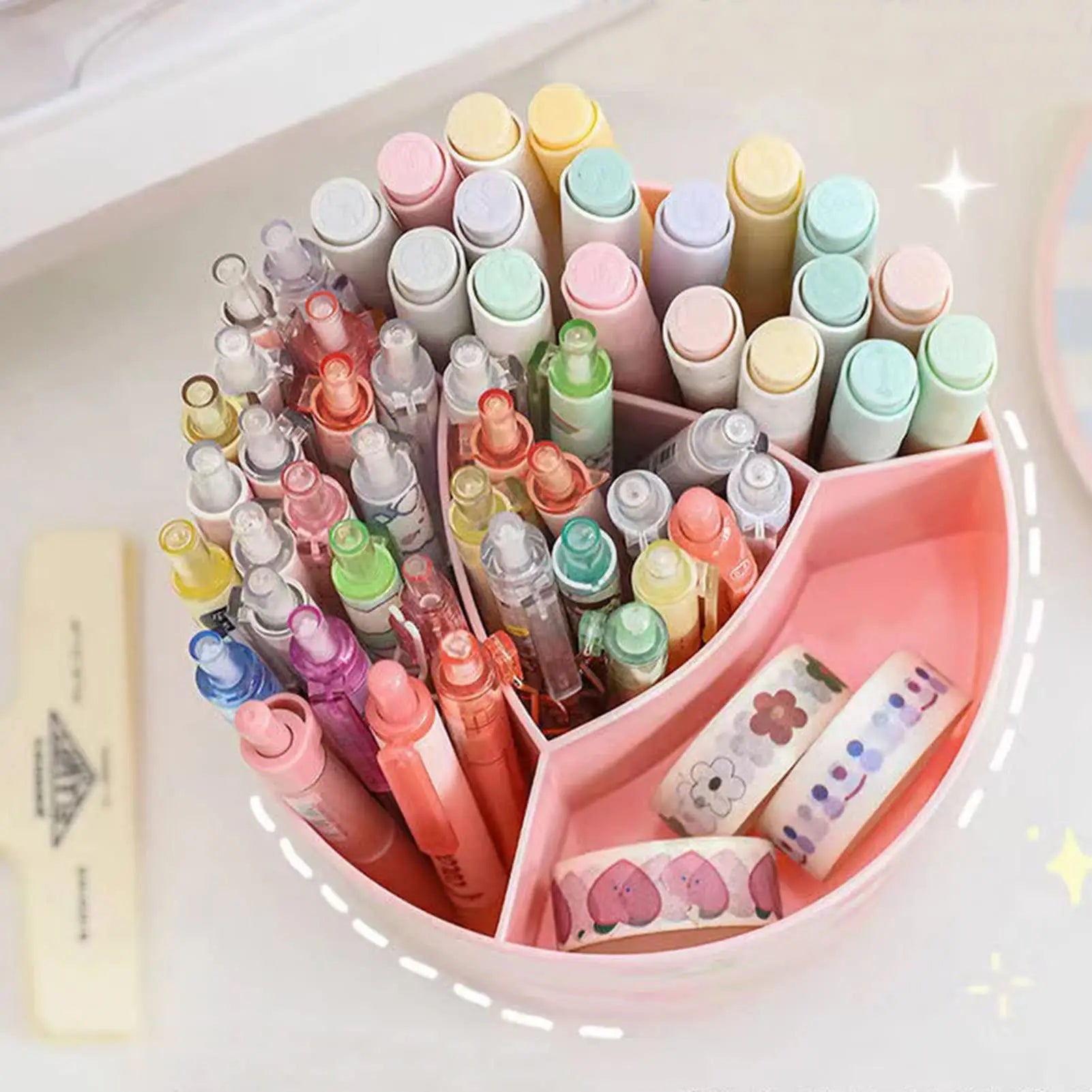 ELMAS Kawaii Rotating Pen Holder & Stationery Organizer Box - Al Masam Stationery LLC