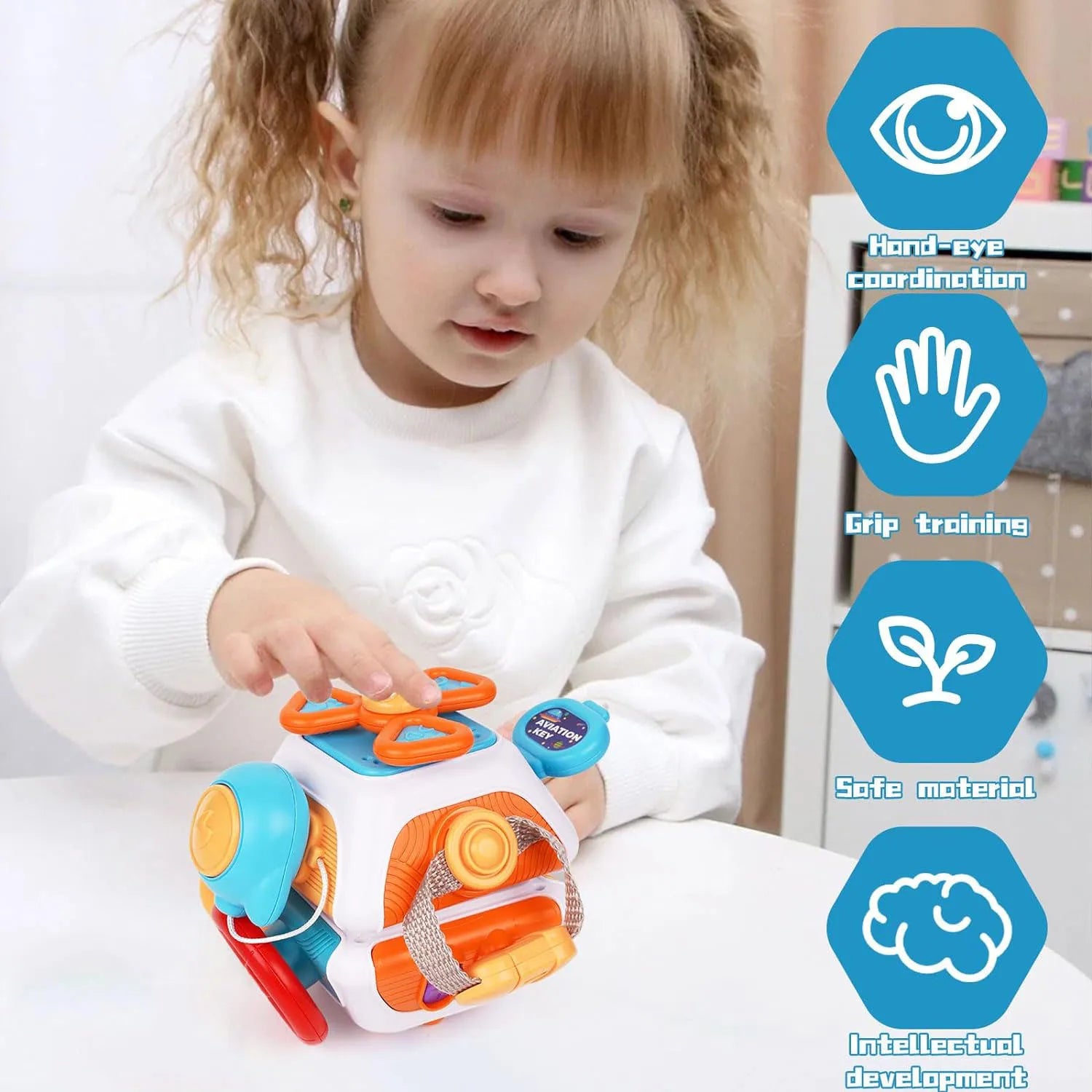 ELMAS Baby Busy Cube Montessori Sensory Toy for Toddlers - Al Masam Stationery LLC