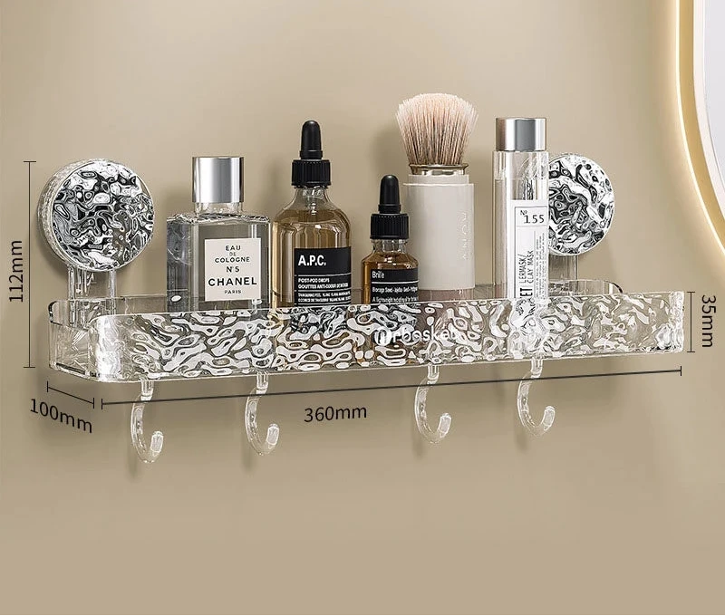 ELMAS Stylish Suction Cup Shower Shelf - Punch-Free Organizer - Al Masam Stationery LLC