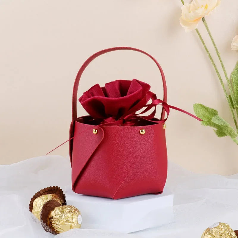 ELMAS Stylish Leather Gift Bag With Velvet Candy Box - Al Masam Stationery LLC