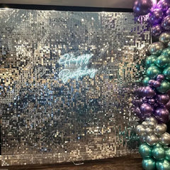 ELMAS Iridescent Silver Sequin Shimmer Wall Backdrop - Al Masam Stationery LLC