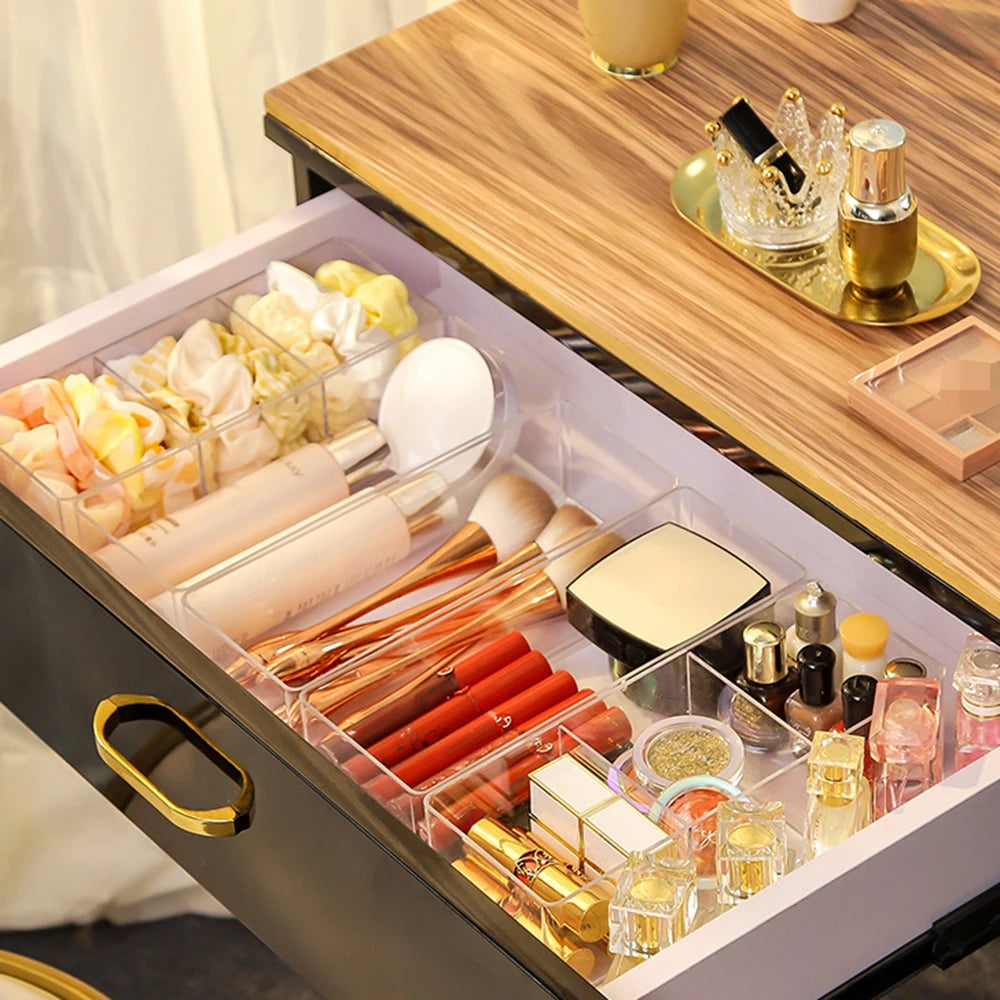 ELMAS Clear Acrylic Makeup Layered Storage Box Compartment - Al Masam Stationery LLC