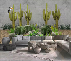 ELMAS Custom Tropical Cactus Wallpaper 3D Nature Mural - Al Masam Stationery LLC