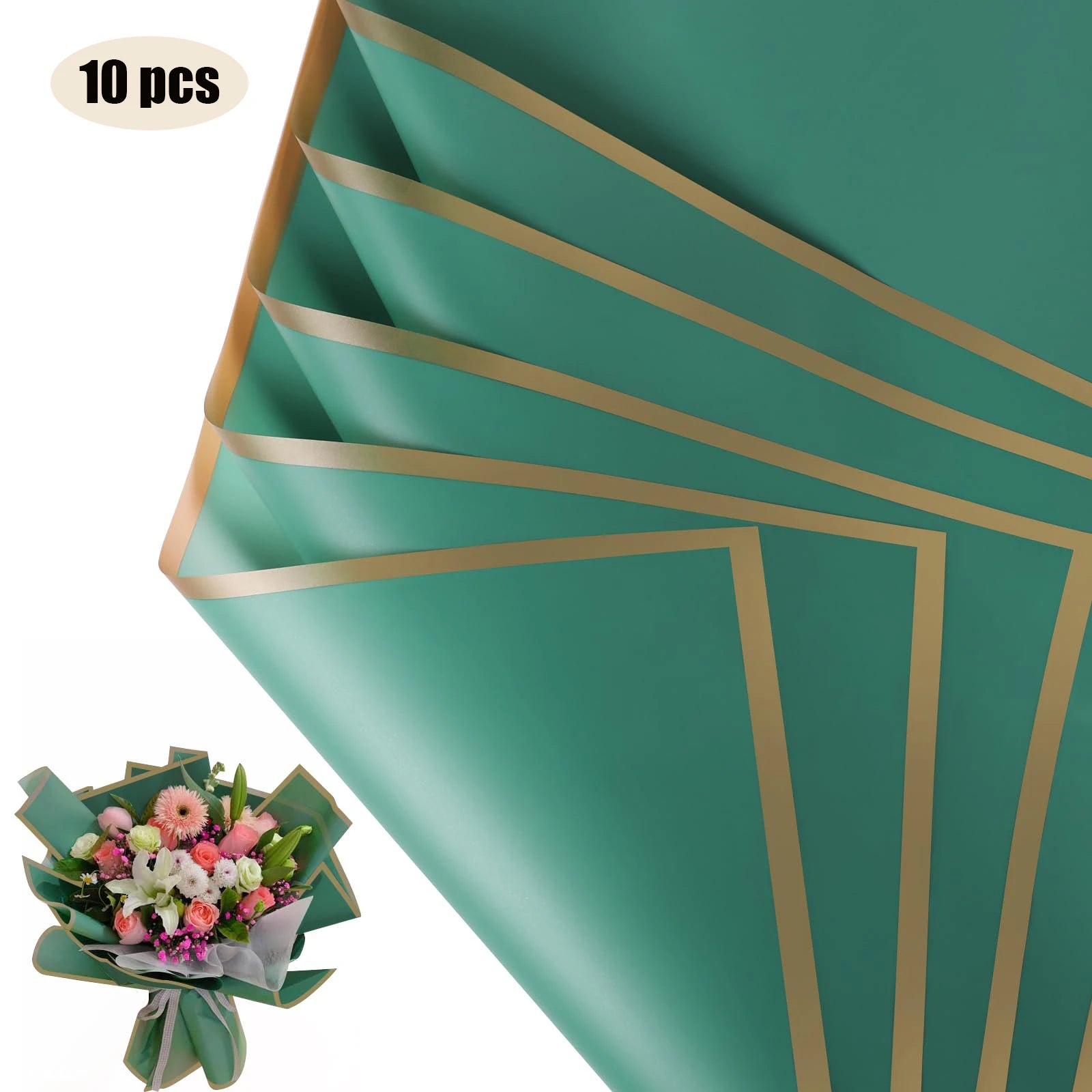 ELMAS Elegant Flower Wraps with Golden Edges - 10 Sheets - Al Masam Stationery LLC