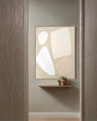 ELMAS Large Abstract Beige and White Wall Art Decor