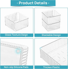 ELMAS 4/7PCS Acrylic Desk Drawer Organizers Set Clear - Al Masam Stationery LLC