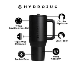 HydroJug Tumbler 32OZ/40OZ Traveler Straw Lid Stainless Steel Vacuum Insulated Car Mug Double Wall Thermal Iced Travel